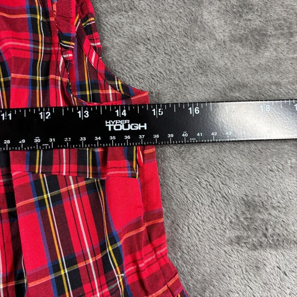 J. Crew NWT Tartan Plaid Midi Dress Ruffled Tiered Pockets Preppy Red Sz 0 I102 - Picture 7 of 14